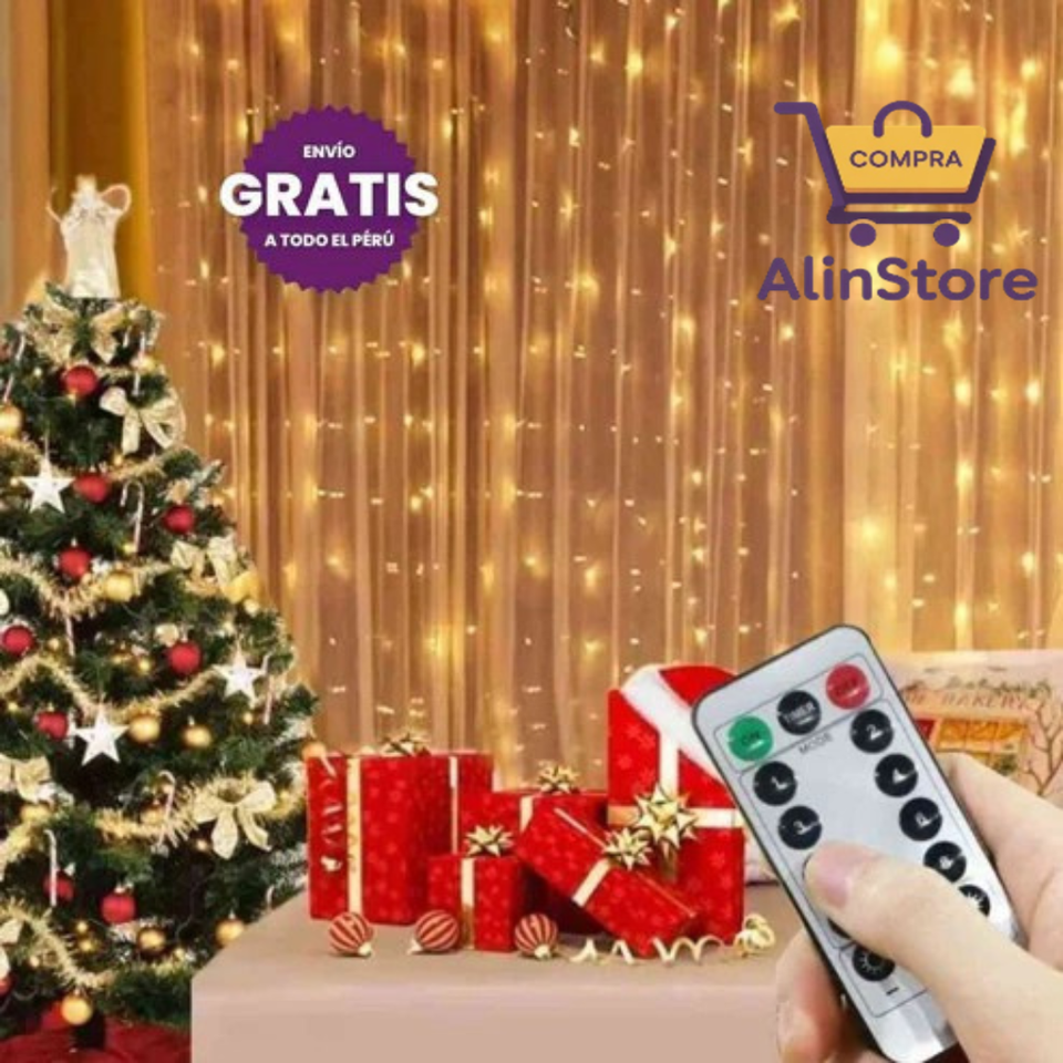 CORTINA DE LUCES LED NAVIDEÑAS con control remoto