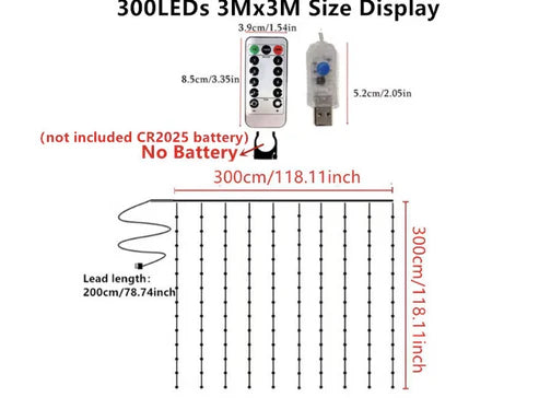 CORTINA DE LUCES LED NAVIDEÑAS con control remoto